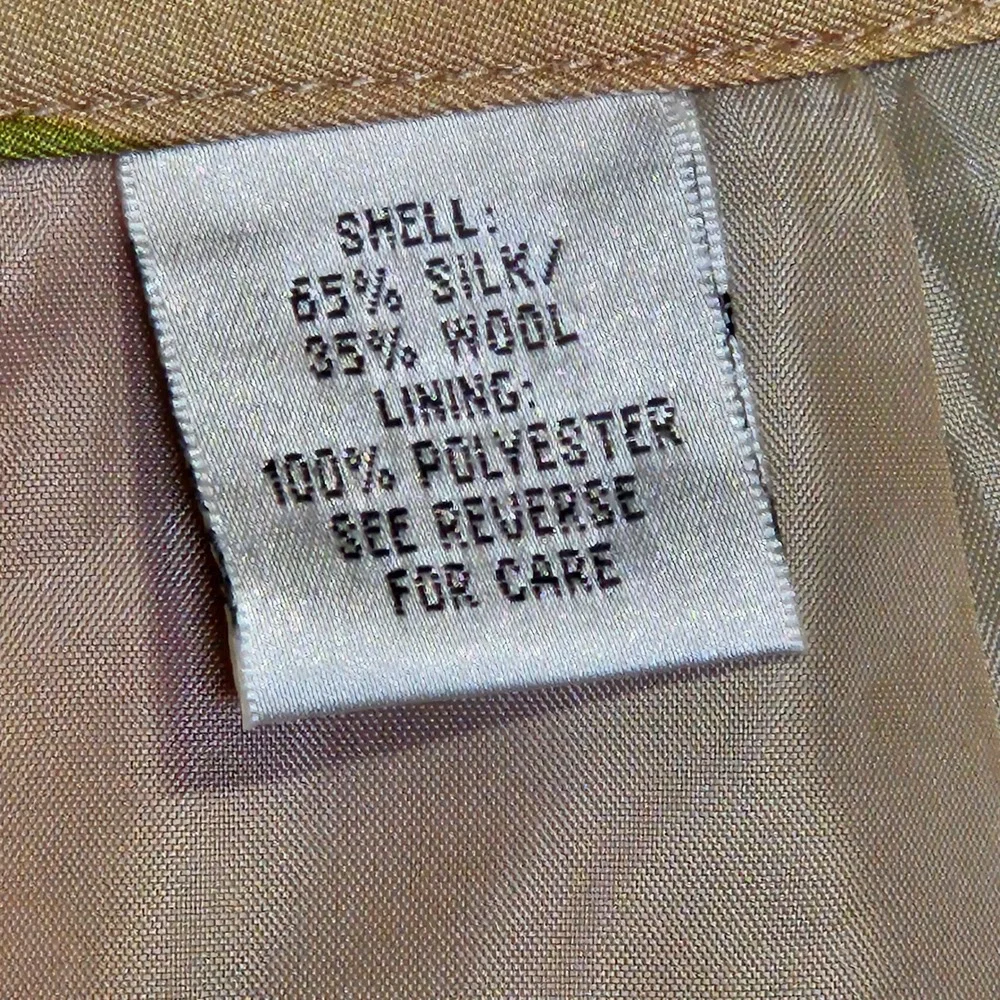 Talbots Petites Silk Wool Floral Midi Skirt Tan Orange Purple Sz. 8P Made in USA